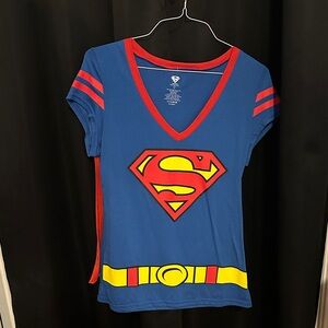 Superman Logo Blue V-Neck T-Shirt